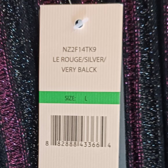 Nannette Lapore NWT Knit Pleated Sparkle Midi Skirt, Lerouge/Silver/Black, Large - Picture 10 of 16